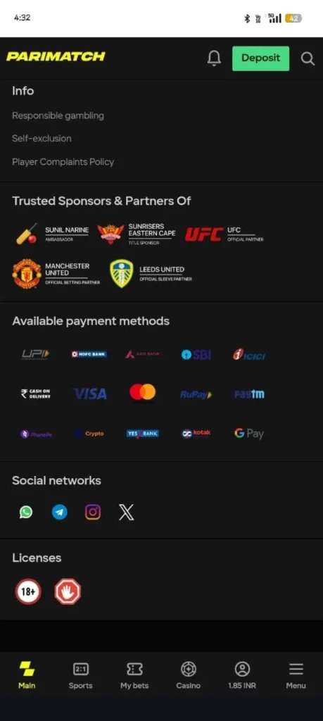 Parimatch Sponsors