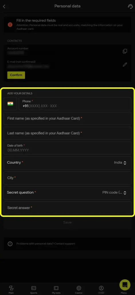 Parimatch Account Verification