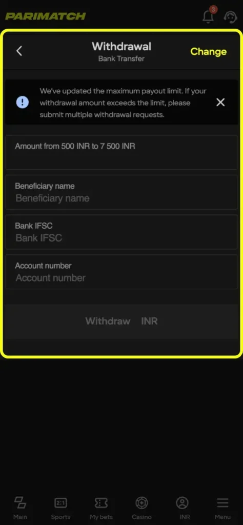 Parimatch Withdrawal