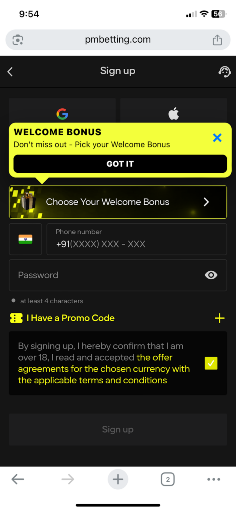 Parimatch Welcome Bonus