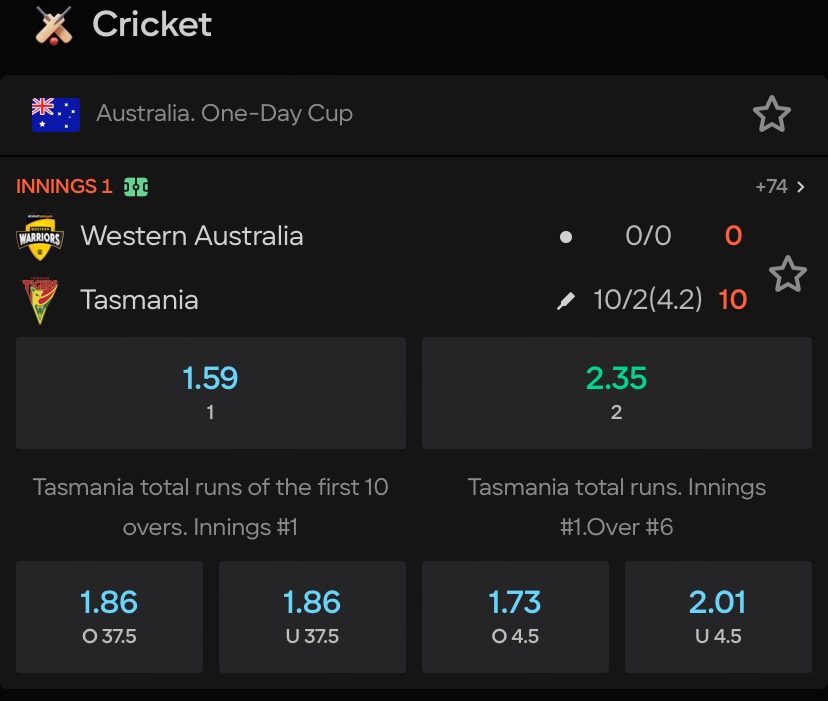Australia One Day Cup Cricket Betting Parimatch