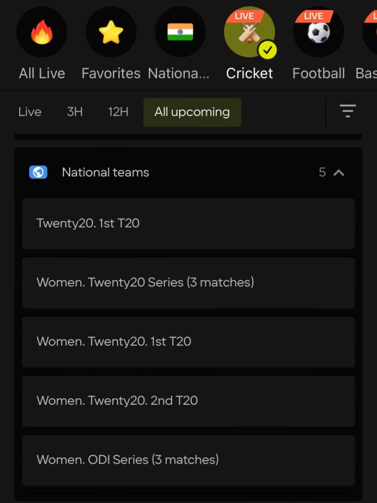 Women's Cricket Betting Parimatch 