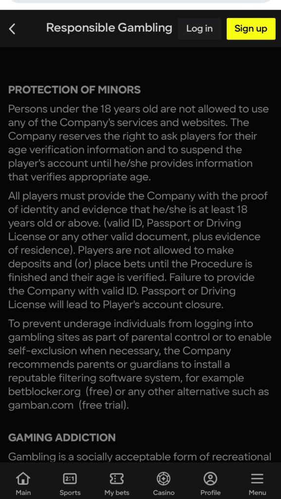 Parimatch Responsible Gambling