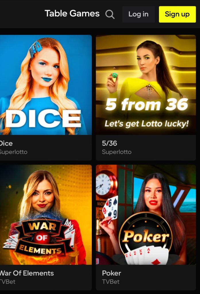 Table TV Games on Parimatch