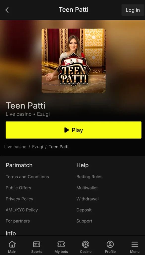 Live Teen Patti Parimatch