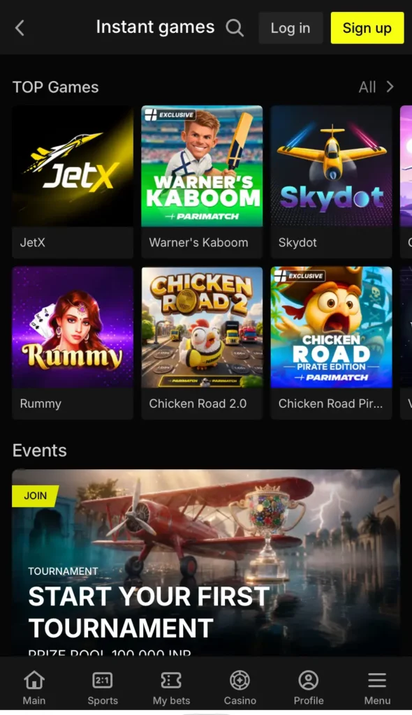 Parimatch Instant Games