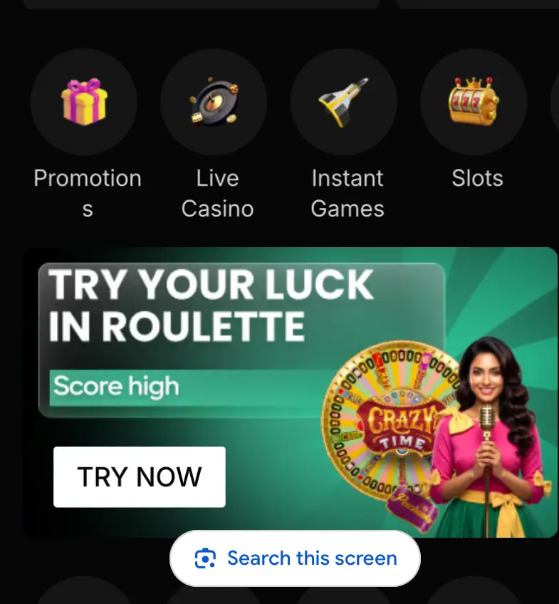 Click on Live Casino