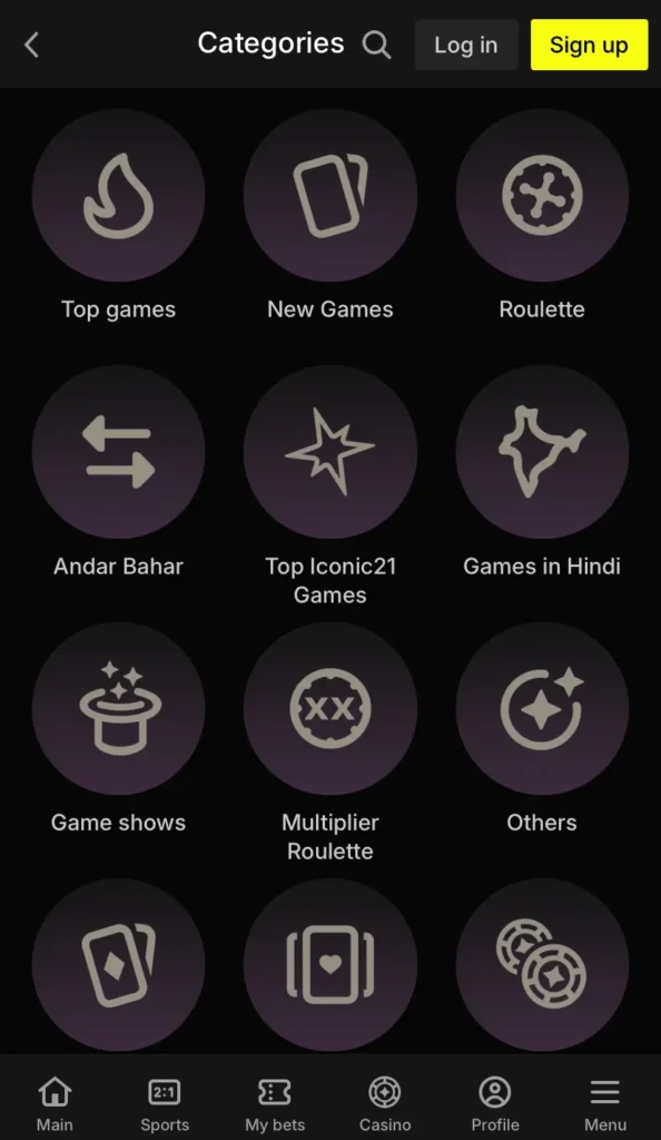 Categories of Live Casino Parimatch