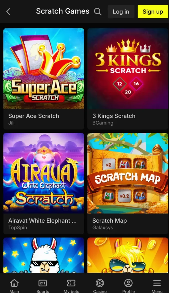 Parimatch Scratch Games