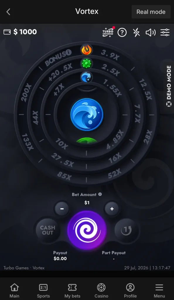 Parimatch Vortex Instant Games