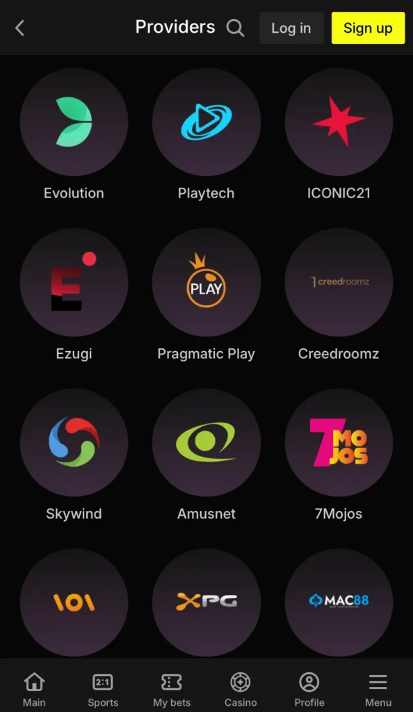 Parimatch Live Game Providers