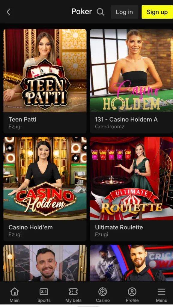Parimatch Live Poker